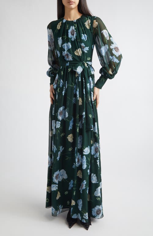 Erdem Erdem Floral Long Sleeve Silk Voile Gown