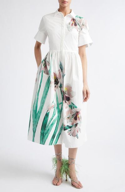 Erdem Erdem Floral Print Cotton Midi Shirtdress