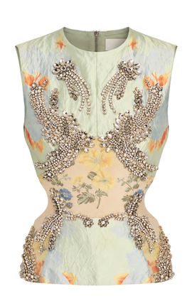 Erdem Erdem Floral Textured Satin Sleevless Top