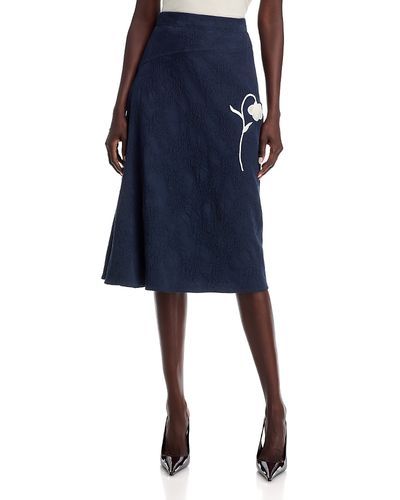 Erdem Erdem Flower Jacquard Drape Midi Skirt