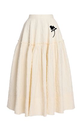 Erdem Erdem FlowerDetailed CottonCloque Maxi Skirt