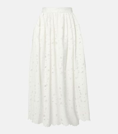 Erdem Erdem Gathered cotton-blend midi skirt