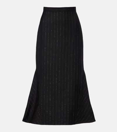 Erdem Erdem Pinstripe wool midi skirt