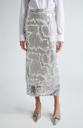 Erdem Erdem Sequin Embroidered Pencil Skirt