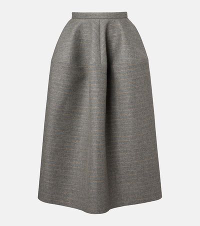 Erdem Erdem Striped wool and mohair flannel midi skirt