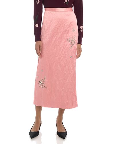 Erdem Erdem Textured Satin Pencil Midi Skirt