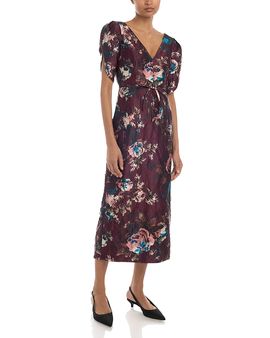Erdem Erdem Textured Satin V Neck Mini Pencil Dress