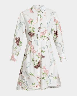 Erdem Floral-Print Cotton Poplin Long-Sleeve Shirtdress