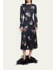 Erdem Floral Crushed Satin Crewneck Midi Dress - 2