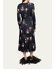 Erdem Floral Crushed Satin Crewneck Midi Dress - 3