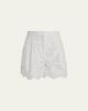 Erdem Floral Cutwork Cotton Pleated Shorts - 1