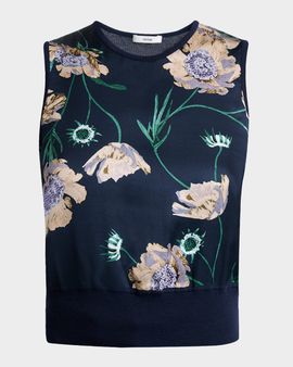 Erdem Floral Merino Wool Sleeveless Top