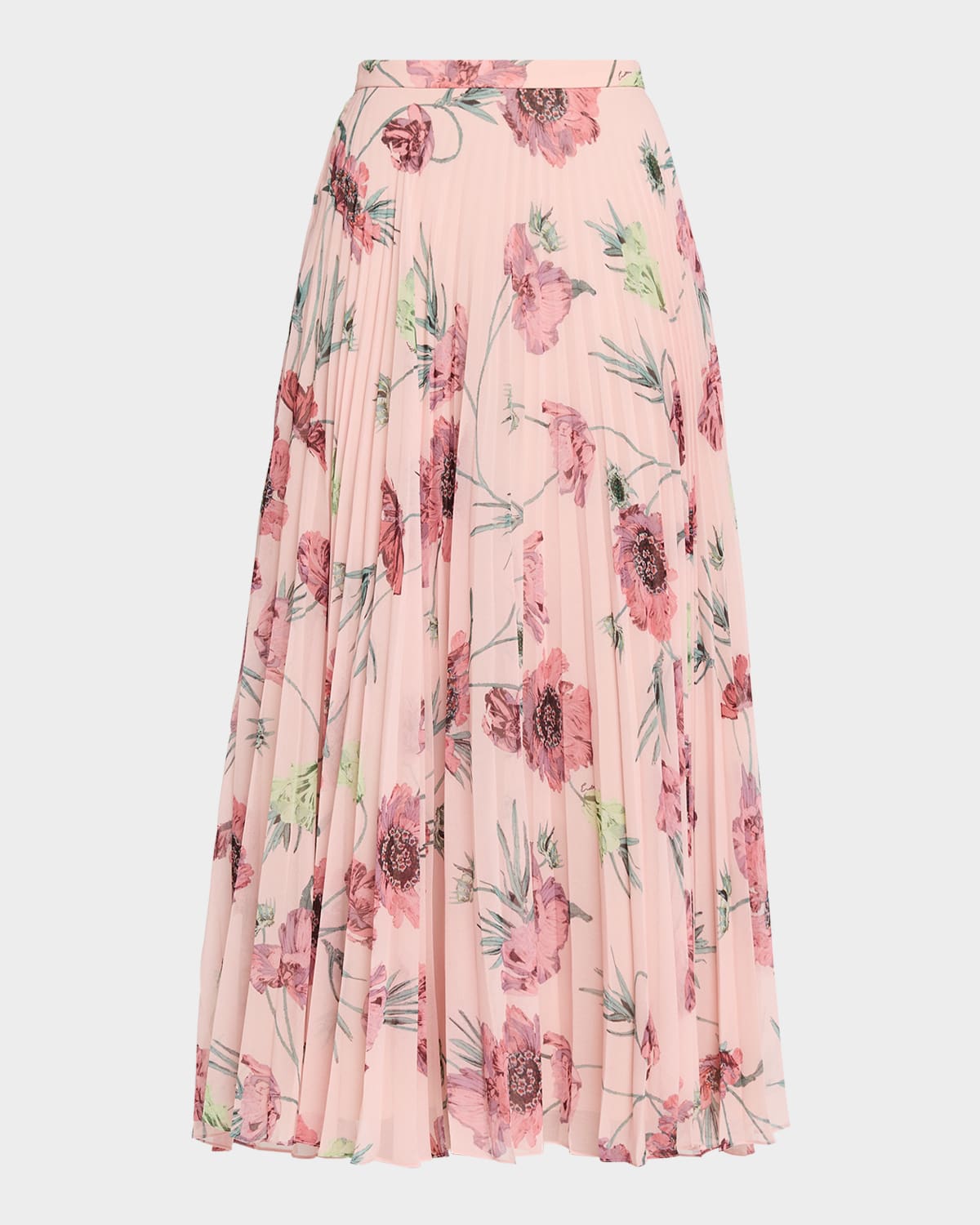 Erdem Floral Pleated Voile Midi Skirt