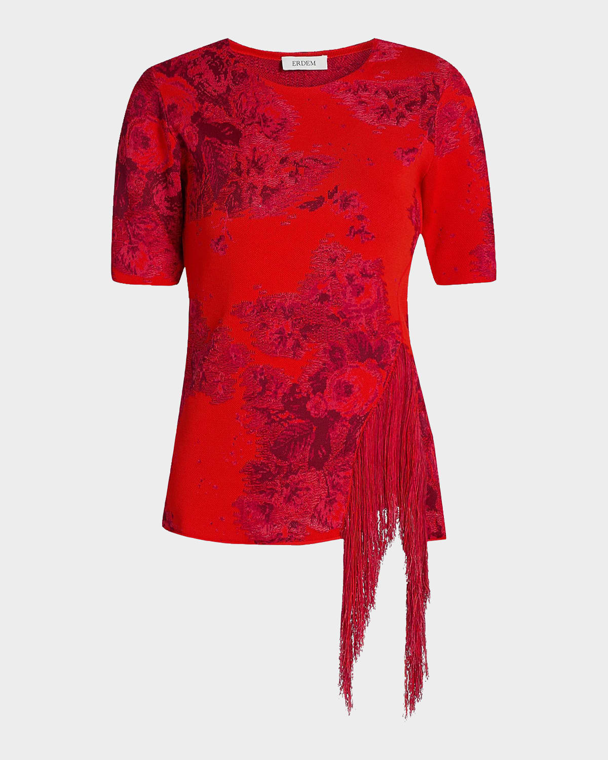 Erdem French Frayed Jacquard Knit Top