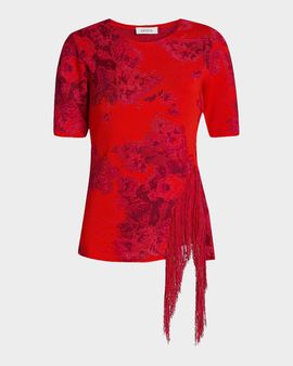 Erdem French Frayed Jacquard Knit Top