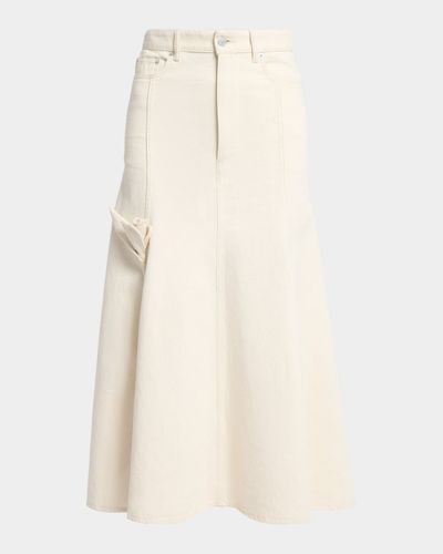 Erdem Tulip Applique Fluted Denim Midi Skirt
