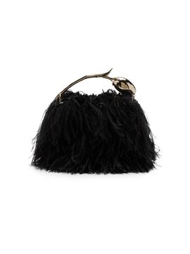 Erdem Women's Bloom Mini Ostrich-Feather Leather Top Handle Bag