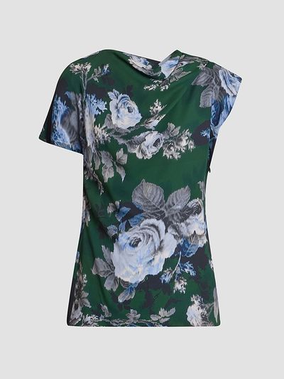 Erdem Women's Draped Floral Crepe Top