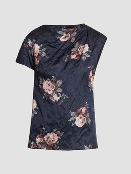 Erdem Women's Draped Floral Crushed Satin Top