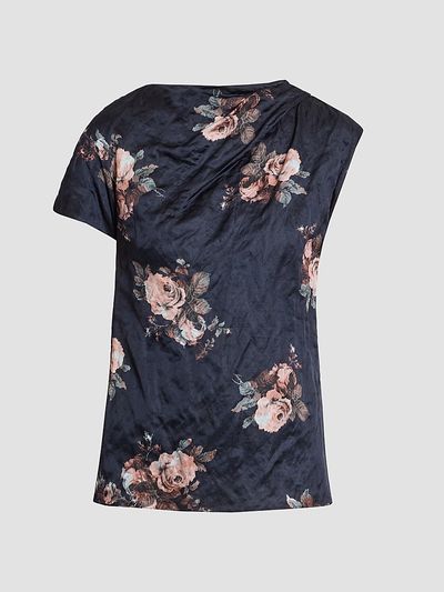 Erdem Women's Draped Floral Crushed Satin Top