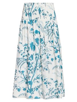 Erdem Women's Floral Cotton-Linen Midi Skirt