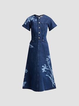 Erdem Women's Floral Denim Midi Dress