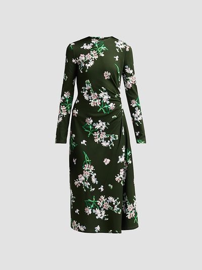 Erdem Women's Floral Ponte Long-Sleeve Midi Dress