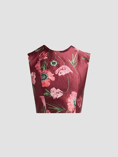 Erdem Women's Floral Textured Satin Crop Top