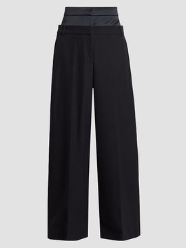 Erdem Women's Grain De Poudre Wide-Leg Trousers