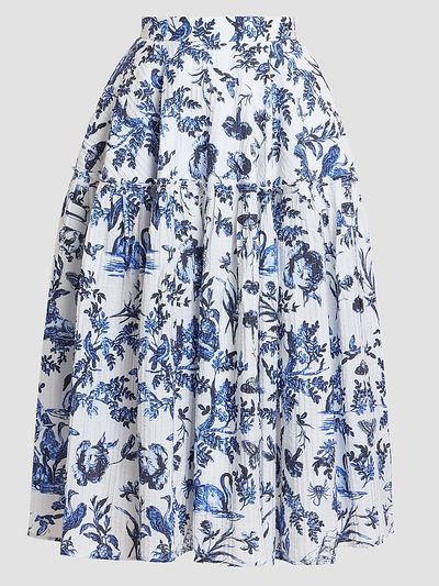 Erdem Women's Printed Crinkled Midi Skirt