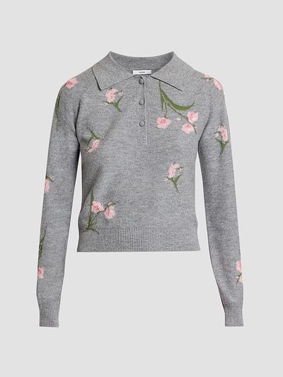 Erdem Women's Rib-Knit Floral Merino Wool Sweater