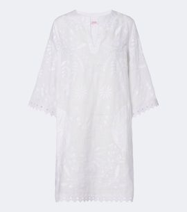 Eres Eres Aigue-Marine embroidered linen minidress