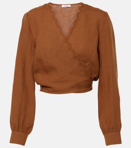 Eres Eres Joli scalloped linen wrap top