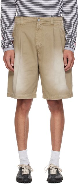 ERL ERL Beige Pleated Chino Woven Denim Shorts