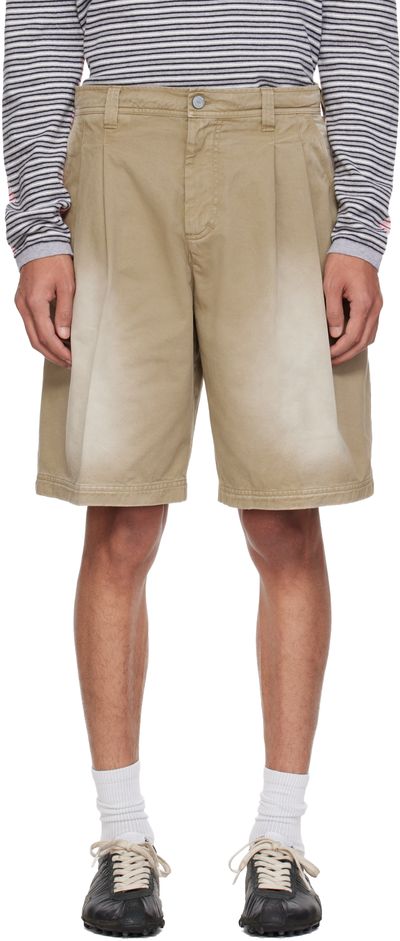 ERL ERL Beige Pleated Chino Woven Denim Shorts