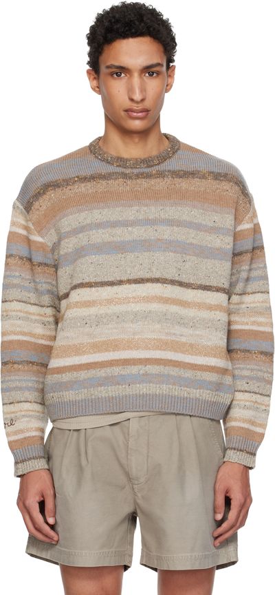 ERL ERL Brown Striped Knit Crewneck