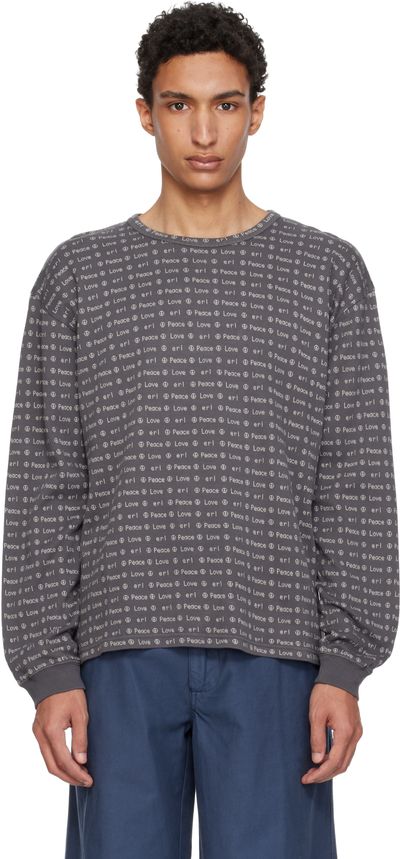 ERL ERL Gray Jacquard Long Sleeve Knit T-shirt