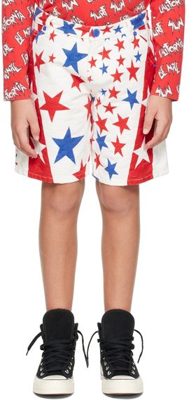 ERL ERL Kids White Jacquard Denim Shorts