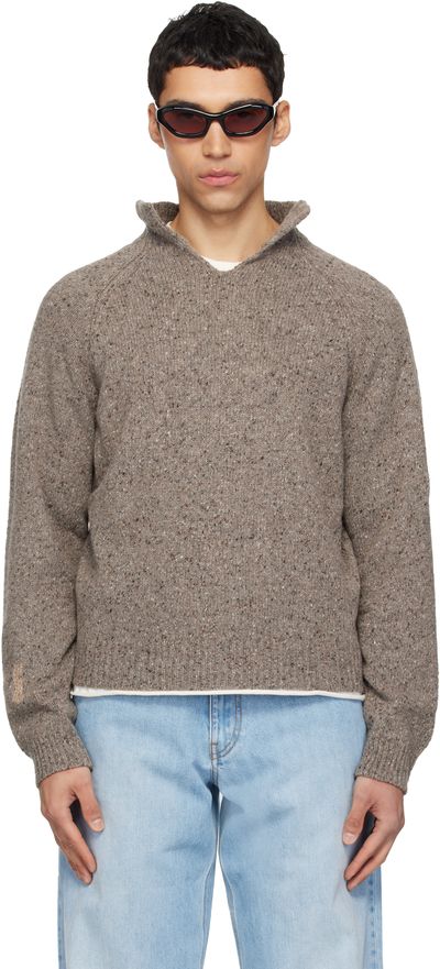 ERL ERL Taupe Slit Neck Sweater