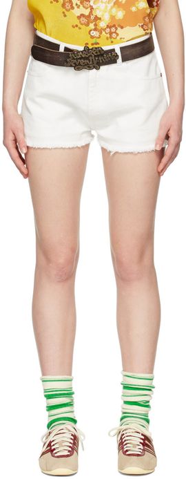 ERL ERL White Denim Shorts