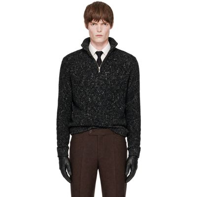 Ernest W. Baker Ernest W. Baker Black & Off-White Half-Zip Sweater