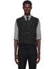 Ernest W. Baker Ernest W. Baker Black & Off-White Tweed Vest - 1