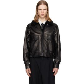 Ernest W. Baker Ernest W. Baker Black Aviator Leather Bomber Jacket