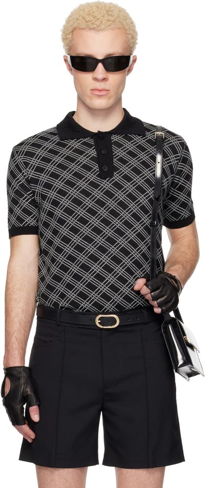 Ernest W. Baker Ernest W. Baker Black Check Jacquard Polo