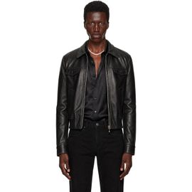 Ernest W. Baker Ernest W. Baker Black Embellished Leather Bomber Jacket