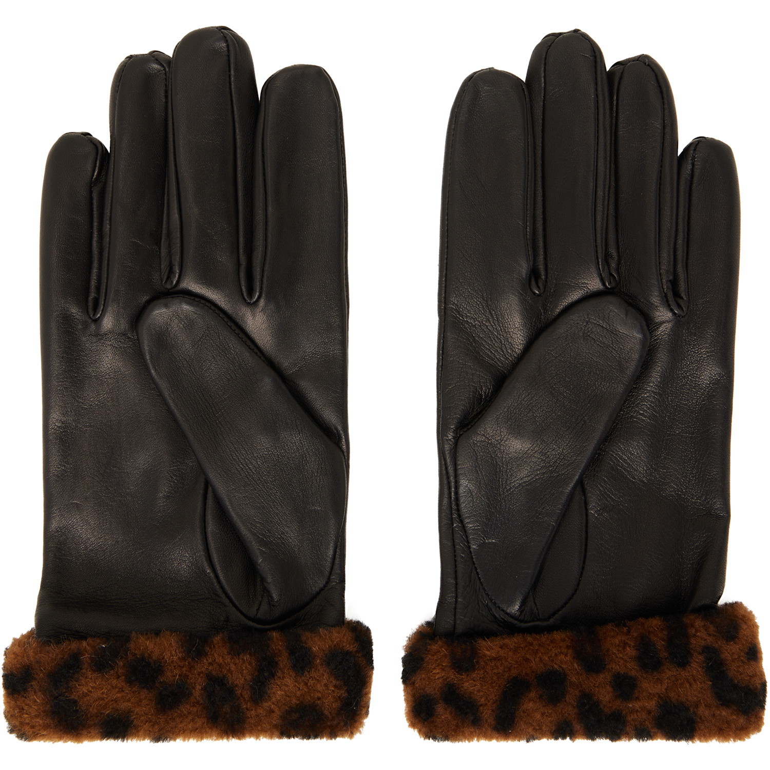 Ernest W. Baker - Black Faux-Fur Trimming Leather Gloves