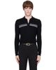 Ernest W. Baker Ernest W. Baker Black Gradient Stripped Polo Sweater - 1