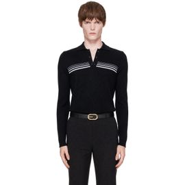 Ernest W. Baker Ernest W. Baker Black Gradient Stripped Polo Sweater
