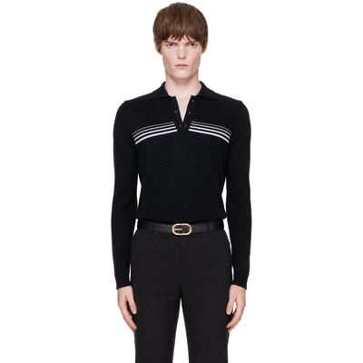 Ernest W. Baker Ernest W. Baker Black Gradient Stripped Polo Sweater
