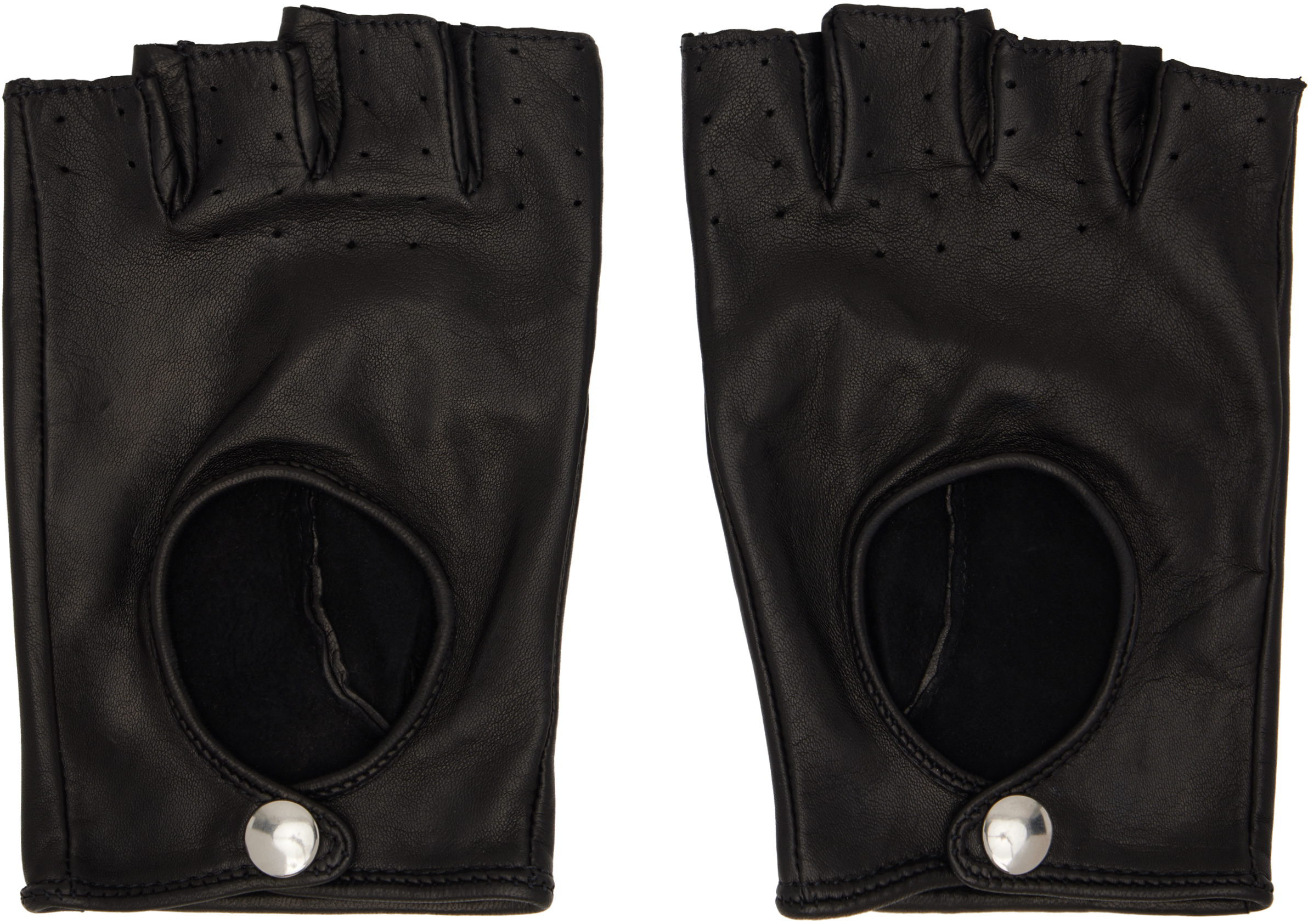 Ernest W. Baker - Black Faux-Fur Trimming Leather Gloves